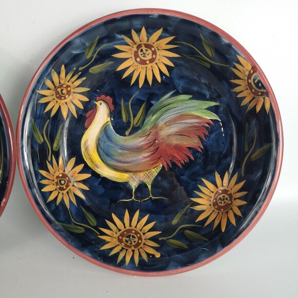 2 Susan Winget Certified International Sunrise Rooster Dishes Bowls 9.25" - Picture 2 of 8